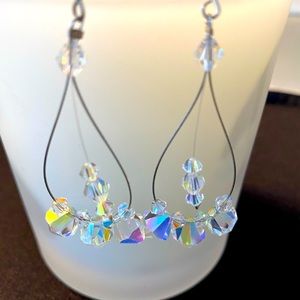 Drop crystal looking wired bead earrings